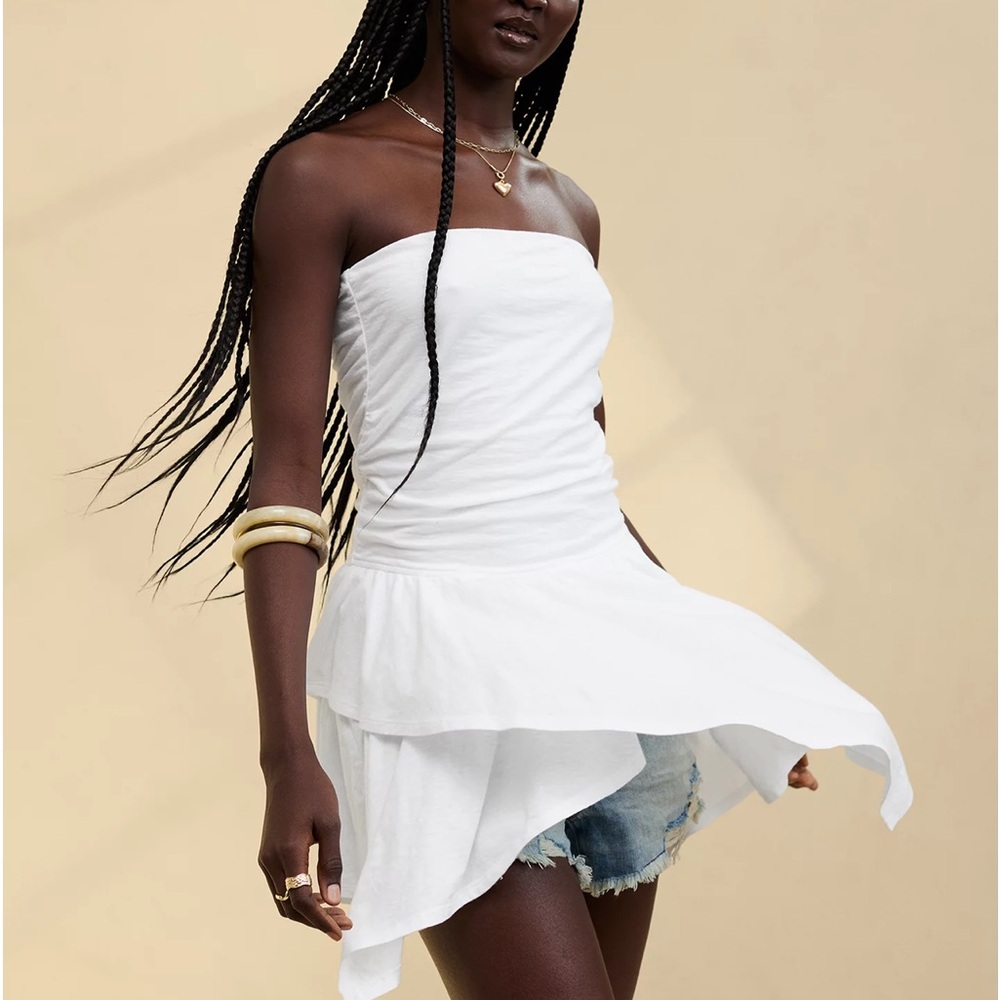 Aerie Strapless Handkerchief Mini Dress